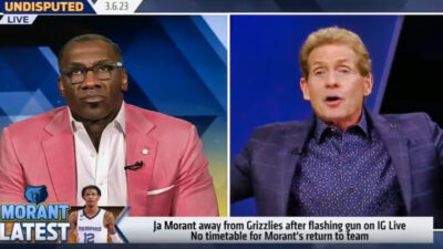 Shannon Sharpe and Skip Bayless side-by-side on show