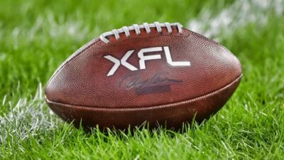 XFL football on grass