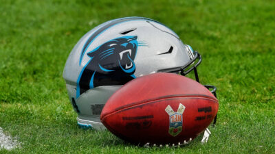 Panthers helmet and football