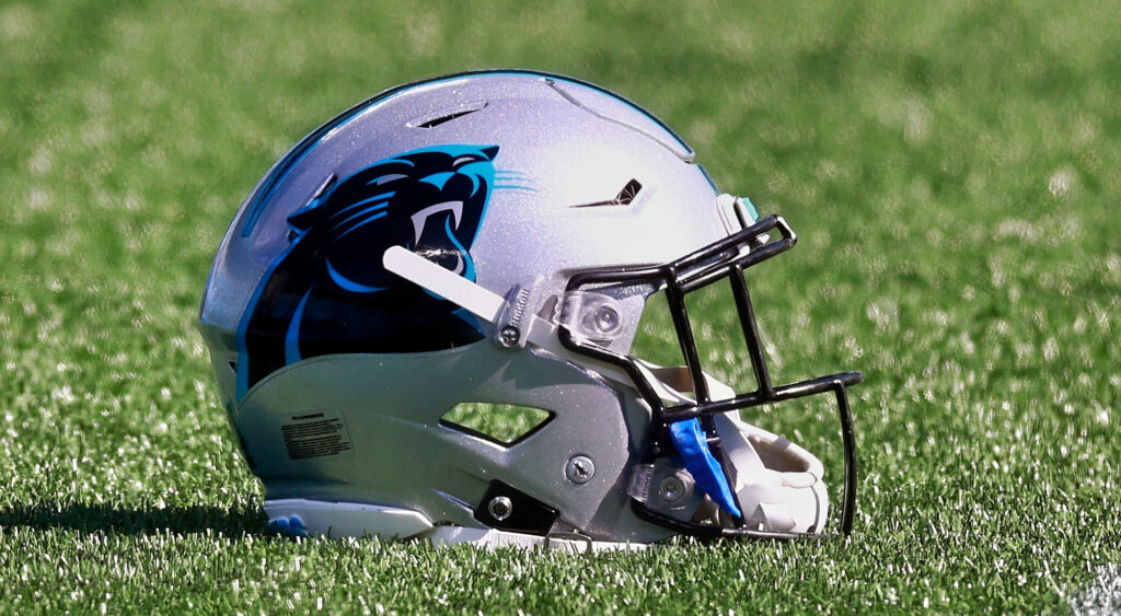 Carolina Panthers helmet in grass