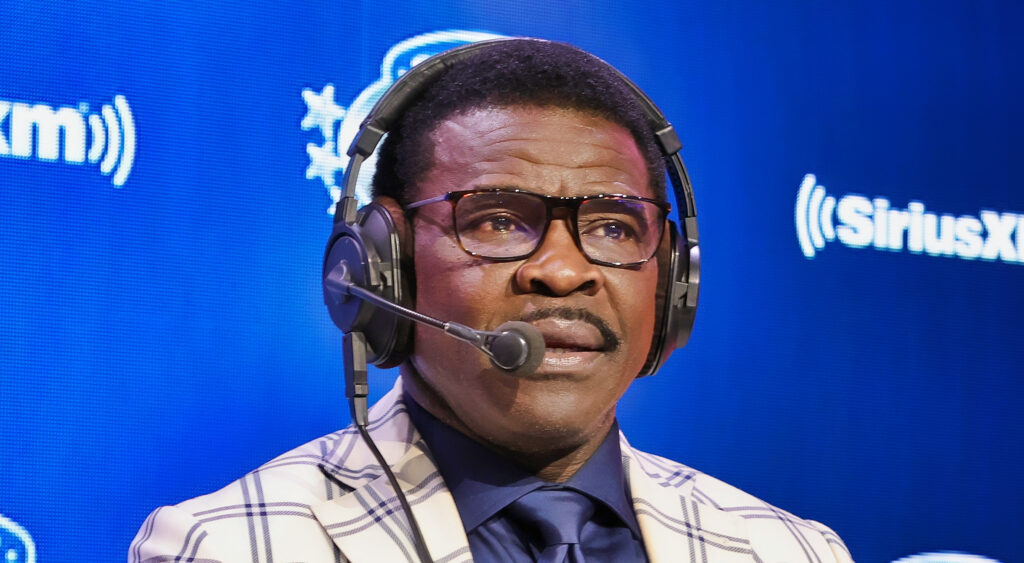 Michael Irvin with a headset on