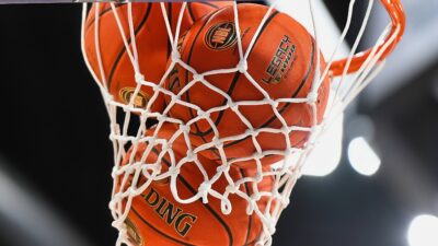 basketballs in hoop