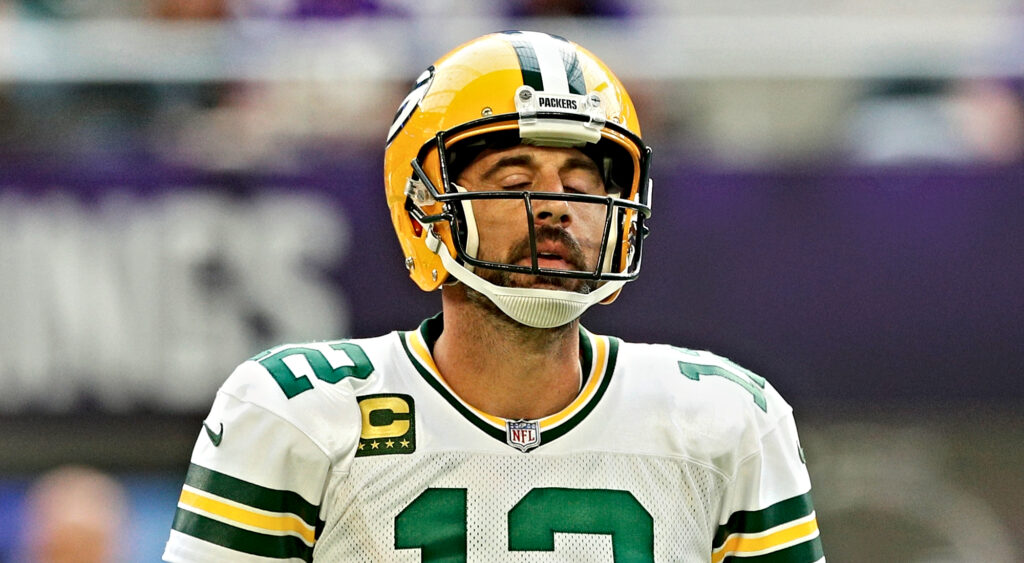 aaron rodgers making a face.