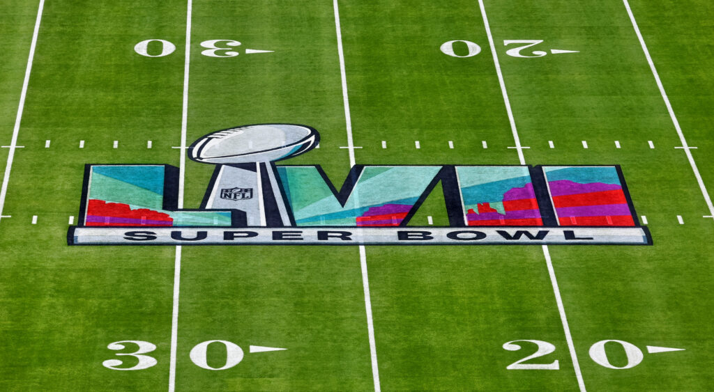 Super Bowl logo on field