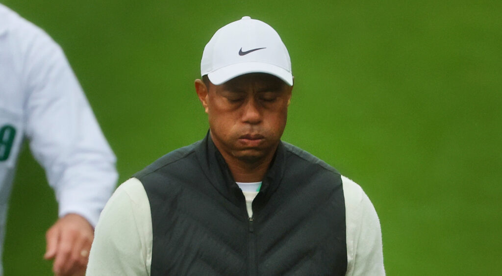 Tiger Woods sighing