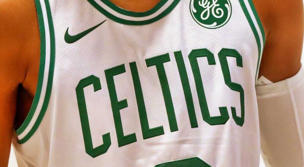 The front of a Boston Celtics jersey