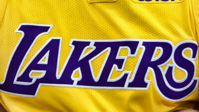 Los Angeles Lakers logo on jersey