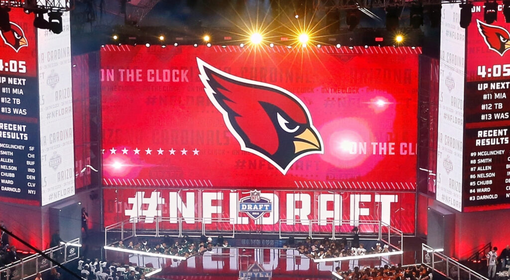 Arizona Cardinals logo on NFL Draft board