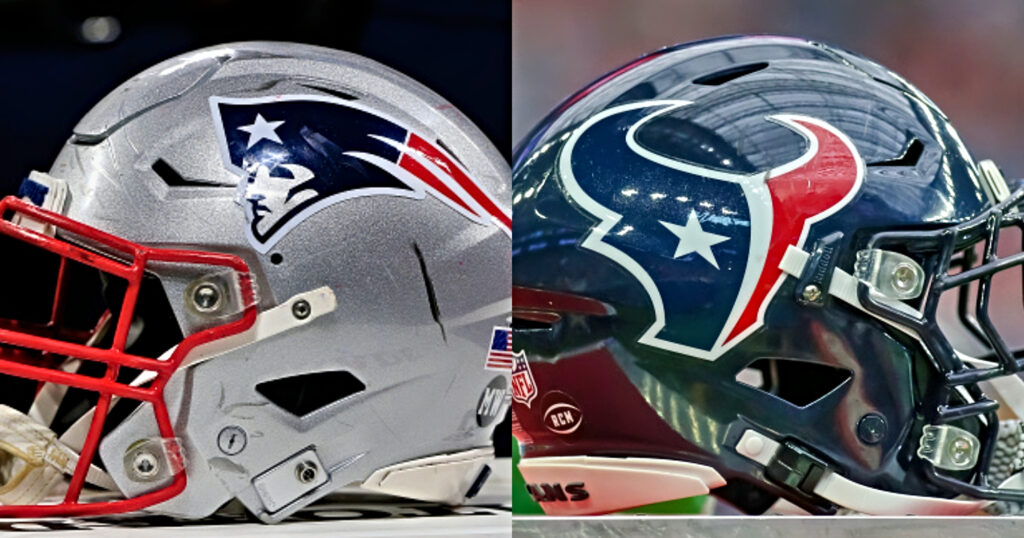 Patriots and Texans helmet