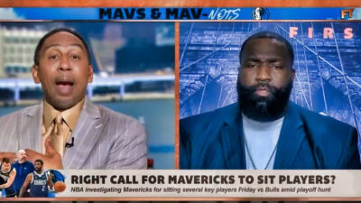 Stephen A Smith and Kendrick Perkins on first take