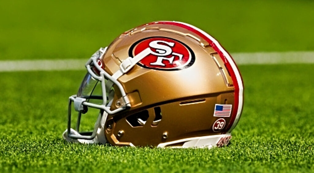 49ers helmet on ground