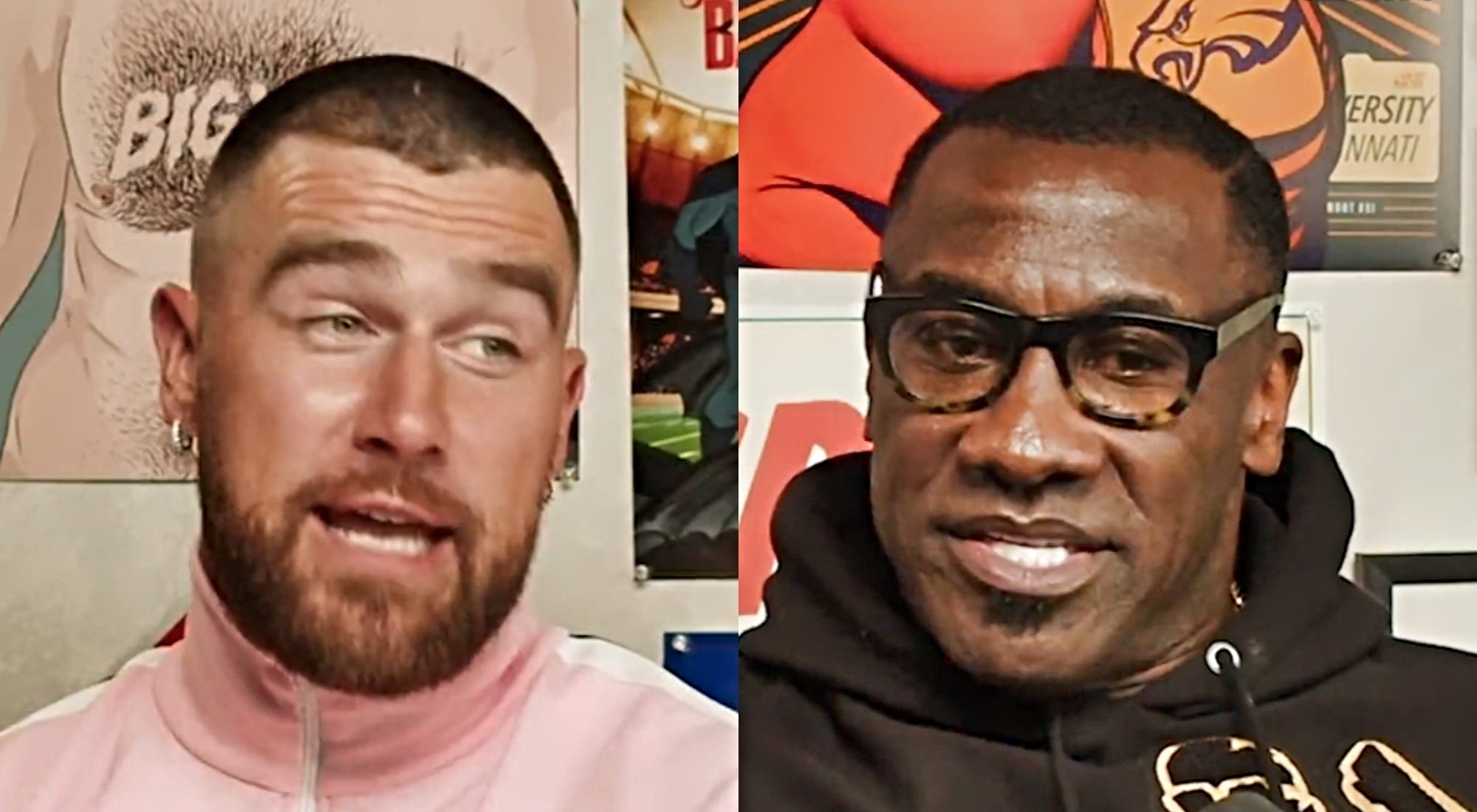 Travis Kelce and Shannon Sharpe doing interview