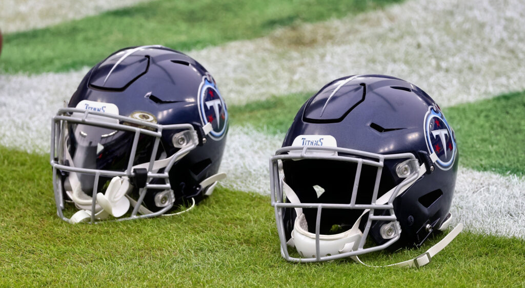Tennessee Titans helmets shown at M& Bank Stadium.