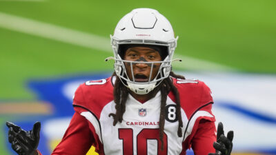 DeAndre Hopkins in uniform and yelling