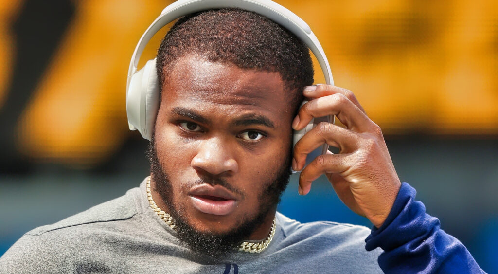 Micah Parsons with headphones on.