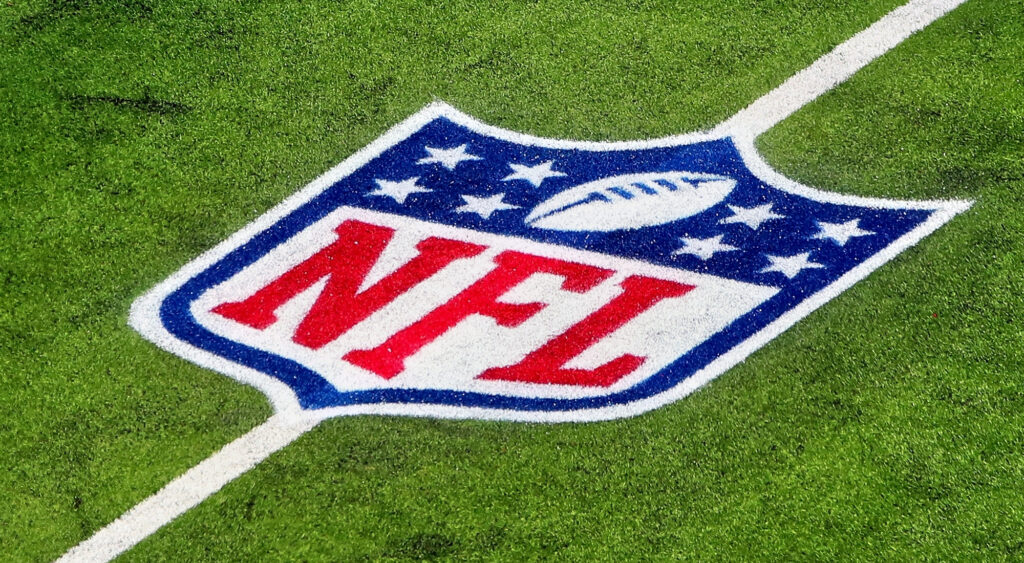 NFL logo shown at SoFi Stadium in Inglewood, California.