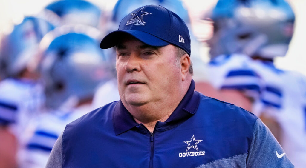 Dallas Cowboys head coach Mike McCarthy looking on.