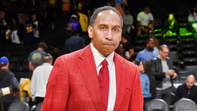 Stephen A. Smith biting his lips