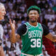 Marcus Smart remonstrating with referee Scott Foster