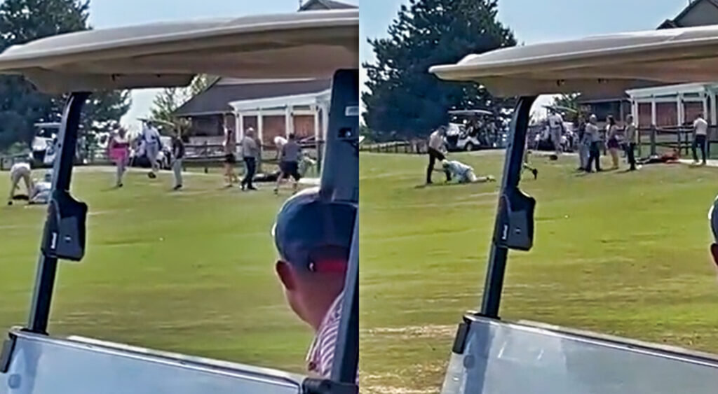photos of fight that broke out on a golf course in Oklahoma