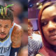 Photo of Ja Morant in a Grizzlies uniform and close-up of Ja Morant's mother Jamie Morant