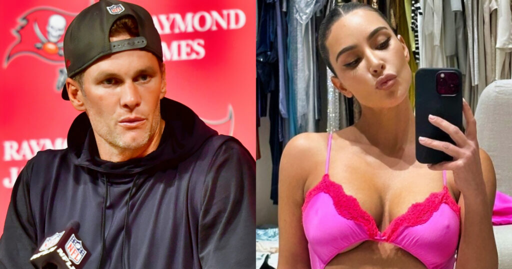 Tom Brady and Kim Kardashian in lingerie. 