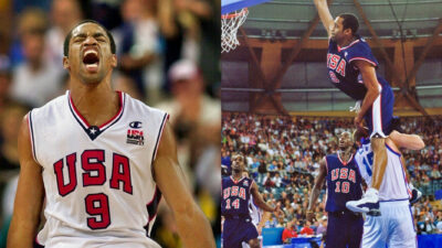 Vince carter yelling. Vince dunking over a man