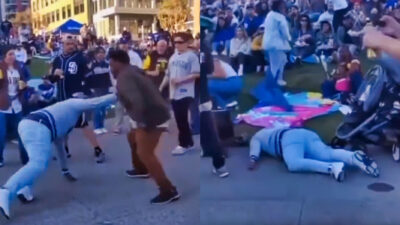 Dodgers and Padres fan fight
