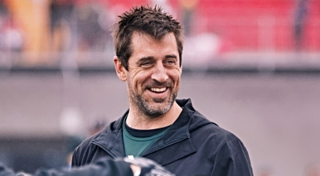 Aaron Rodgers smiling.