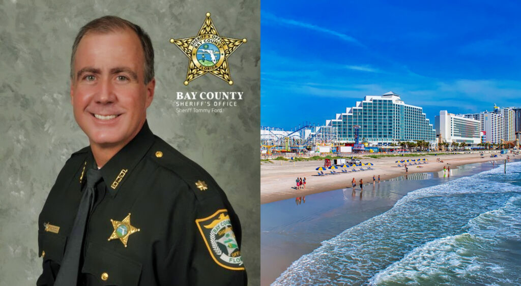 Photo of Florida Sheriff Tommy Ford and photo of Florida beach