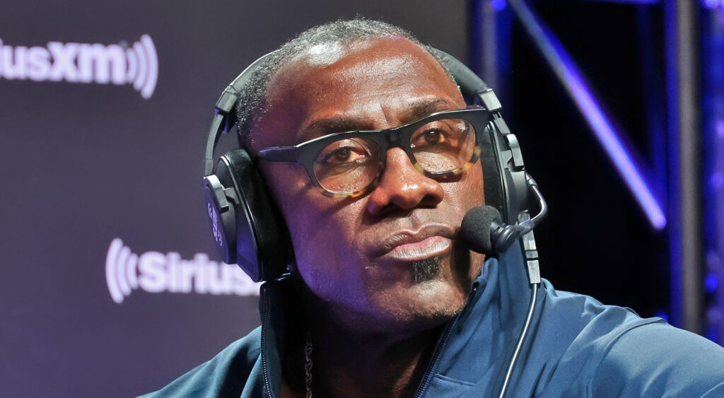 Shannon Sharpe at SiriusXM for Super Bowl 57 event.