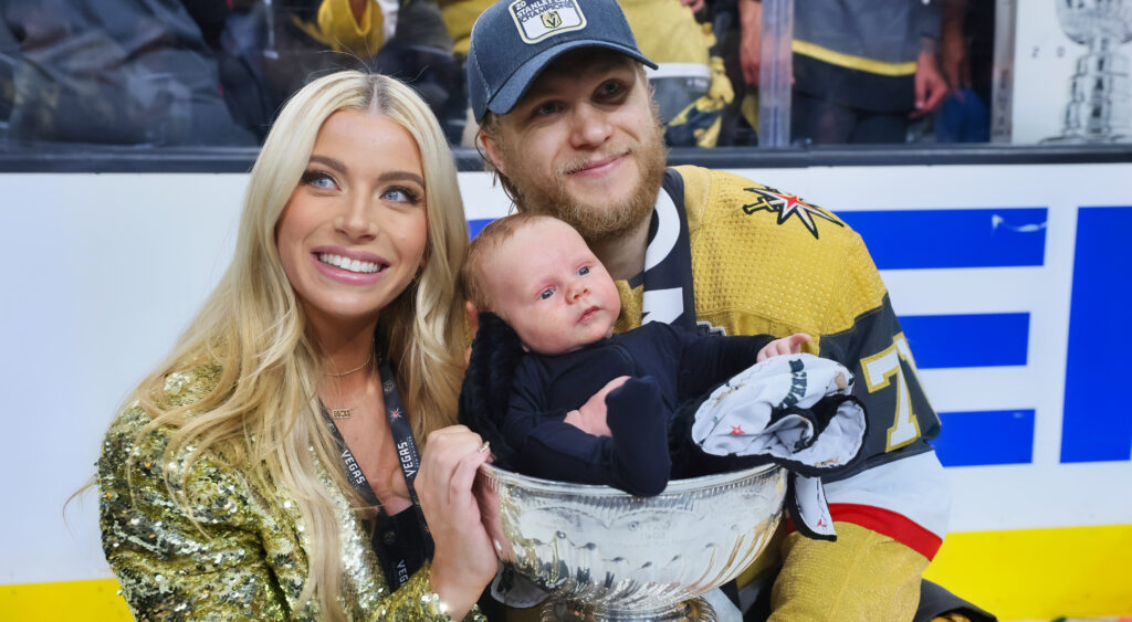 William Karlsson with wife and baby family stanley cup
