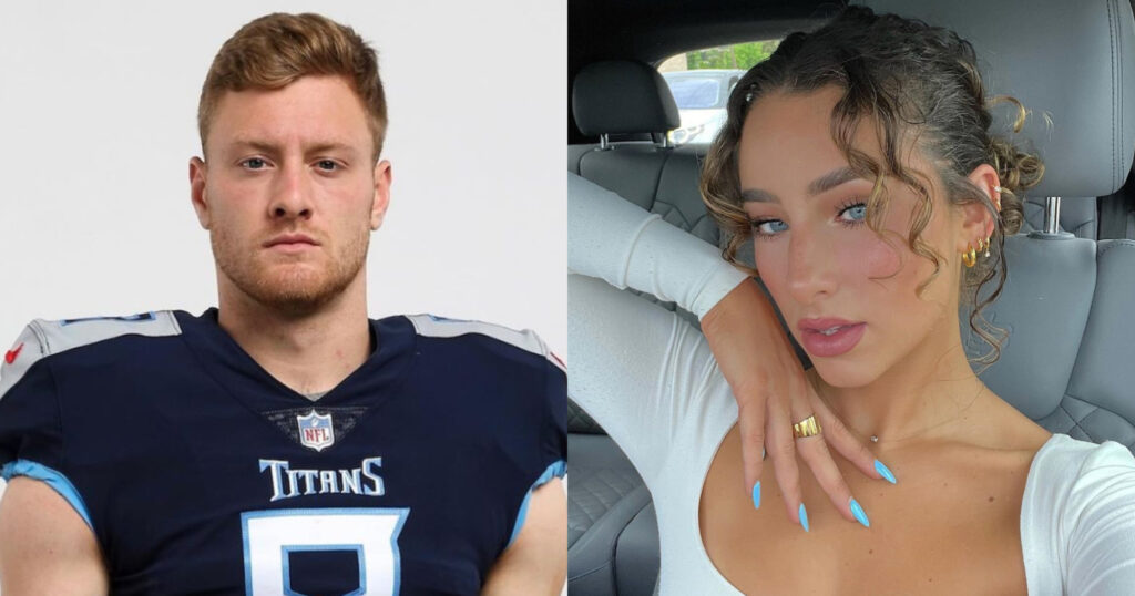 Will Levis in Titans uniform and GF Gia Duddy.