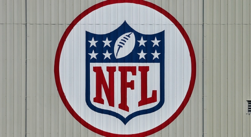 An NFL logo on a wall.