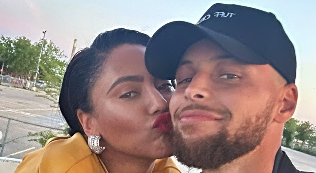 Ayesha Curry and Steph Curry on a boat.