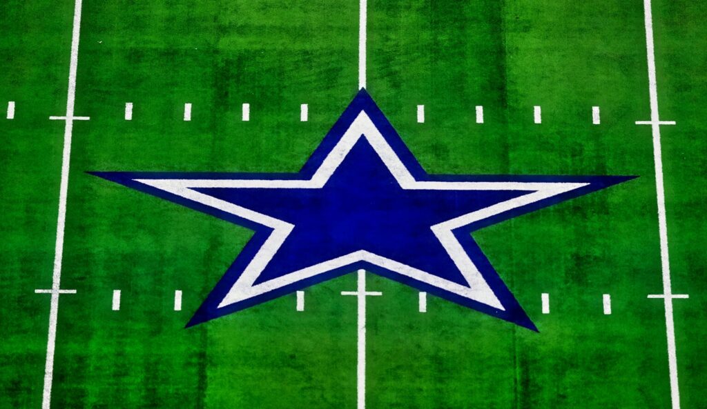 Dallas Cowboys' logo shown at AT&t Stadium.