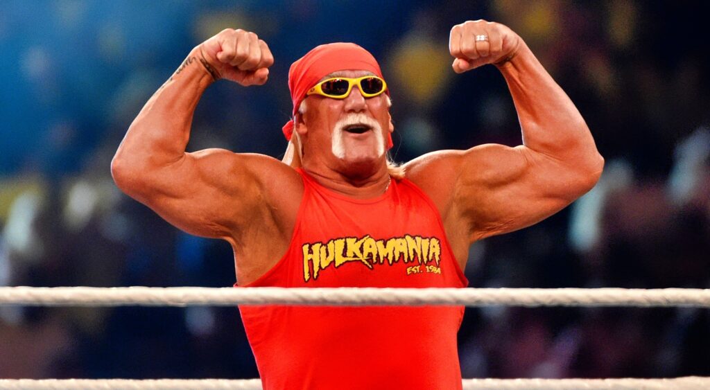 Hulk Hogan flexing muscles