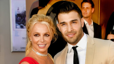 Britney Spears posing with her husband Sam Asghari