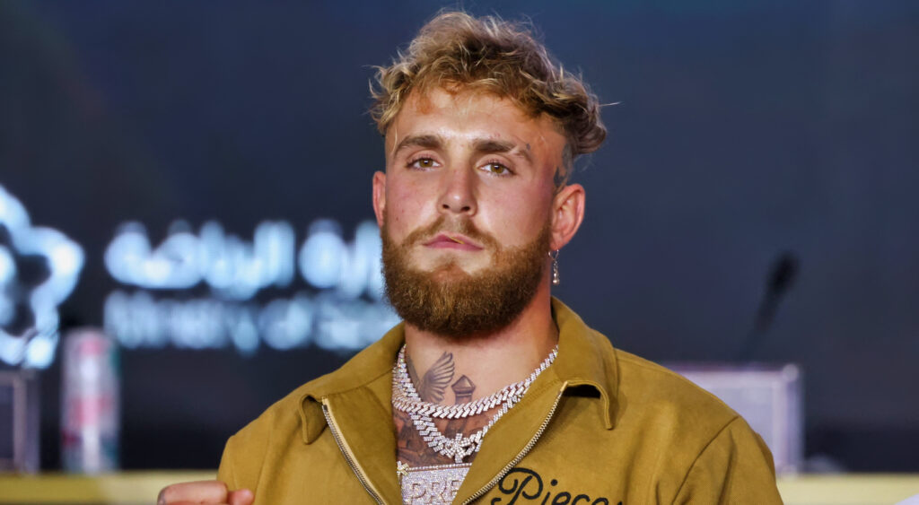 Jake Paul in shirt and jewelry