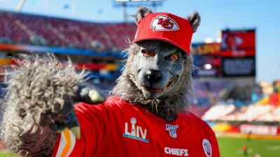 Kansas City Chiefs superfan in wolf costume