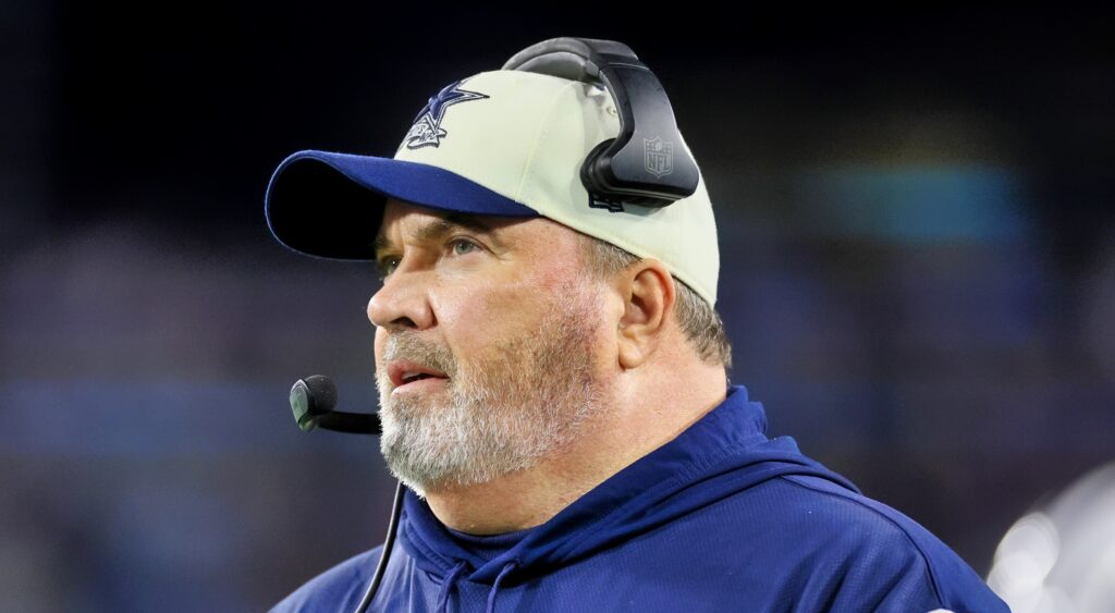 Dallas Cowboys' head coach Mike McCarthy looking on.