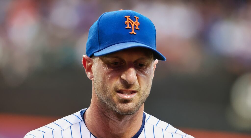 Max Scherzer of New York Mets looking on.