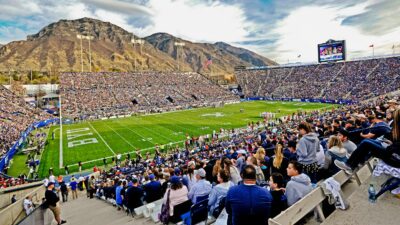 BYU field with fans in stands
