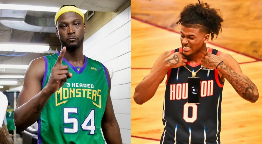 Split image of Kwame Brown and Jalen Green.