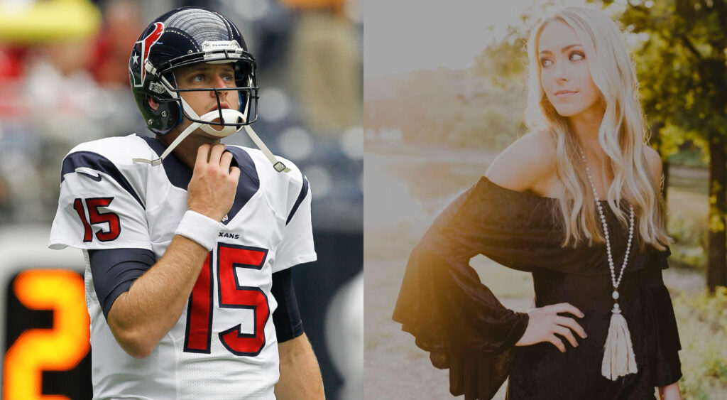 Ryan Mallett in Texans jersey and his girlfriend Madison Carter.