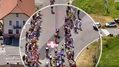 Tour de France bike riders and fans
