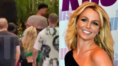 Photo of Victor Wembanyama/Britney Spears slap incident and photo of Britney Spears smiling