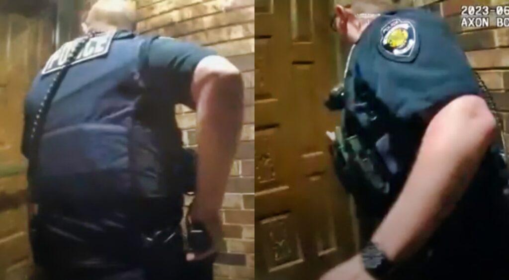cop entering a home