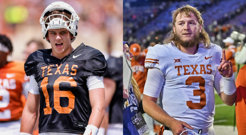 Photos of Arch Manning and Quinn Ewers in Texas uniform