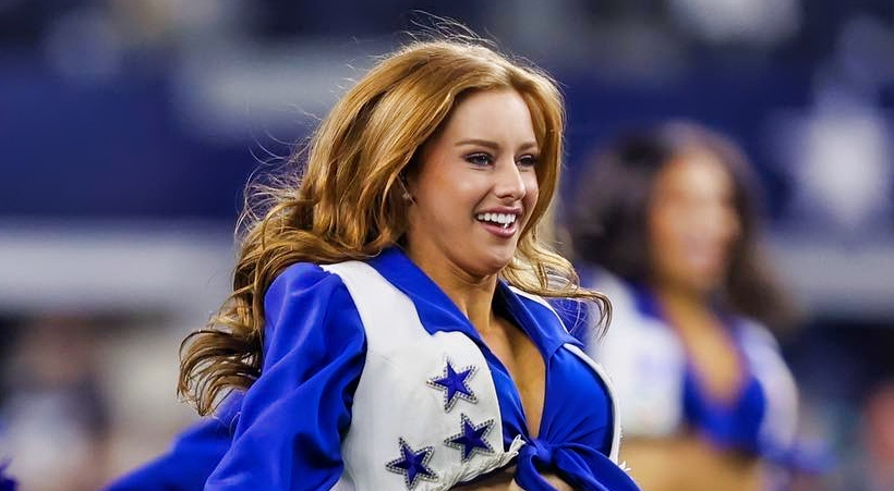 Claire Wolford in Cowboys cheerleading gear